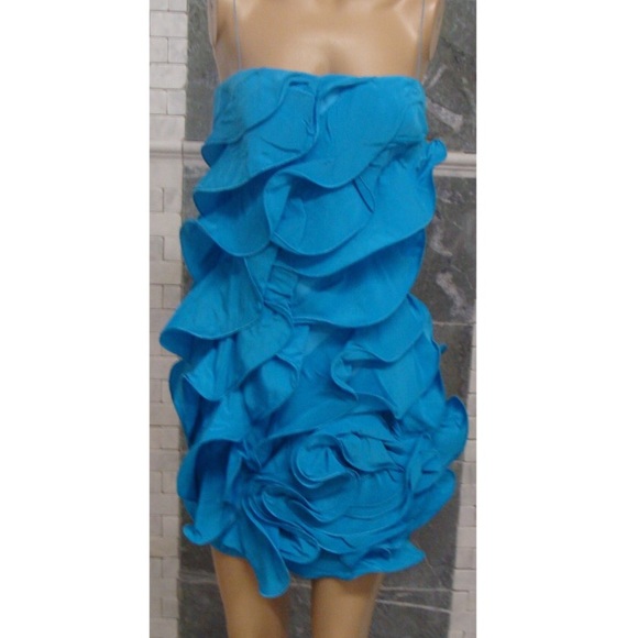 Aidan Mattox Blue Turquoise Ruffled Dress - Picture 2 of 10